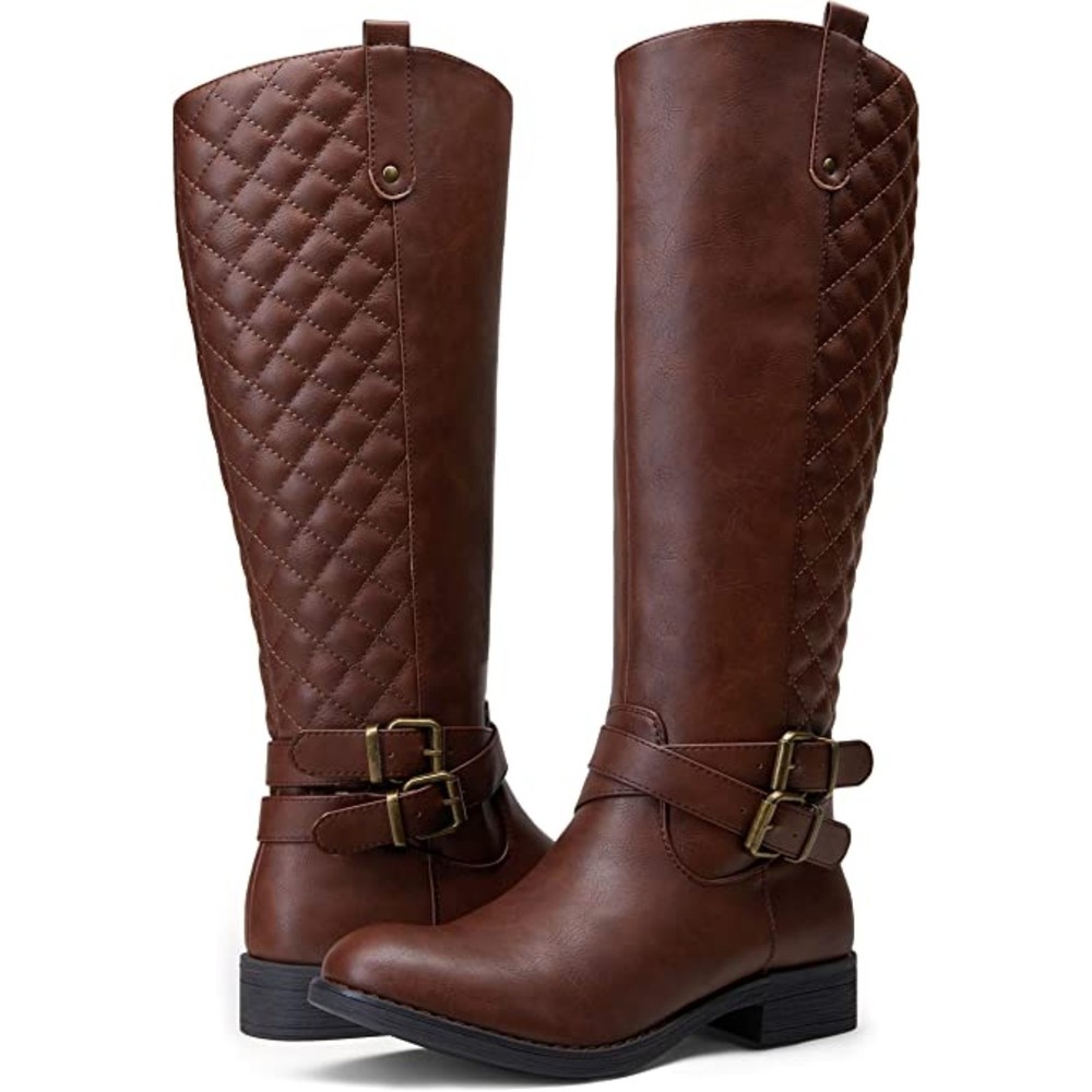 Vepose Women’s 49 Knee High Riding Boots Brown Buckle Size 8.5 NEW